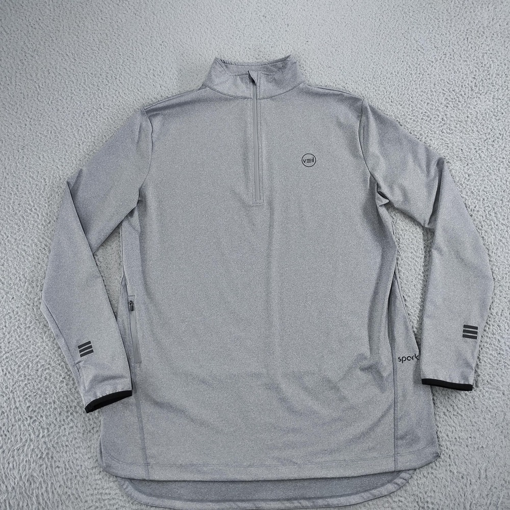 Spark Pullover Shirt Mens XL Gray Quarter Zip Long Sleeve Athletic Running